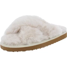 INC Womens Yayla Ivory Faux Fur Slide Slippers Shoes 6 Medium (B,M) BHFO 9987