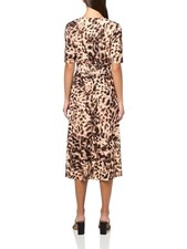 HALSTON WOMEN'S SLEEVELESS V-NECK PRINTED JERSEY MINI DRESS - -  NEUTRAL LEOPARD