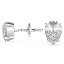 4.66 Ct Pear Cut Basket Stud Diamond Earrings VS1 H Screw Back 14k