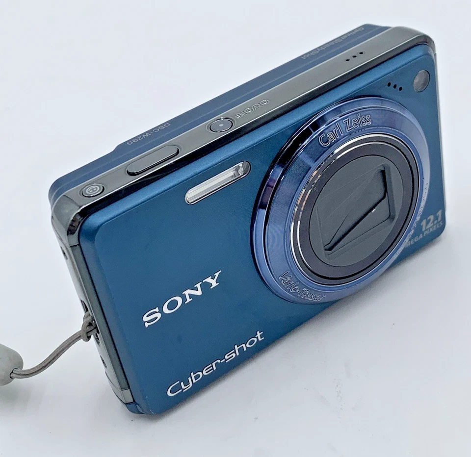 Cámara compacta azul con zoom óptico Sony Cyber-Shot DSC-W290 12,1 MP 5x con batería B Foto 2 de 4