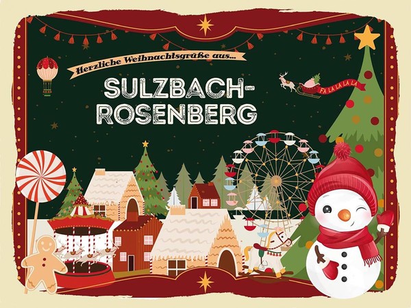 Holzschild 30X40 Cm Weihnachten GrüßE SULZBACH-ROSENBERG Deko Geschenk Holz Schi-image