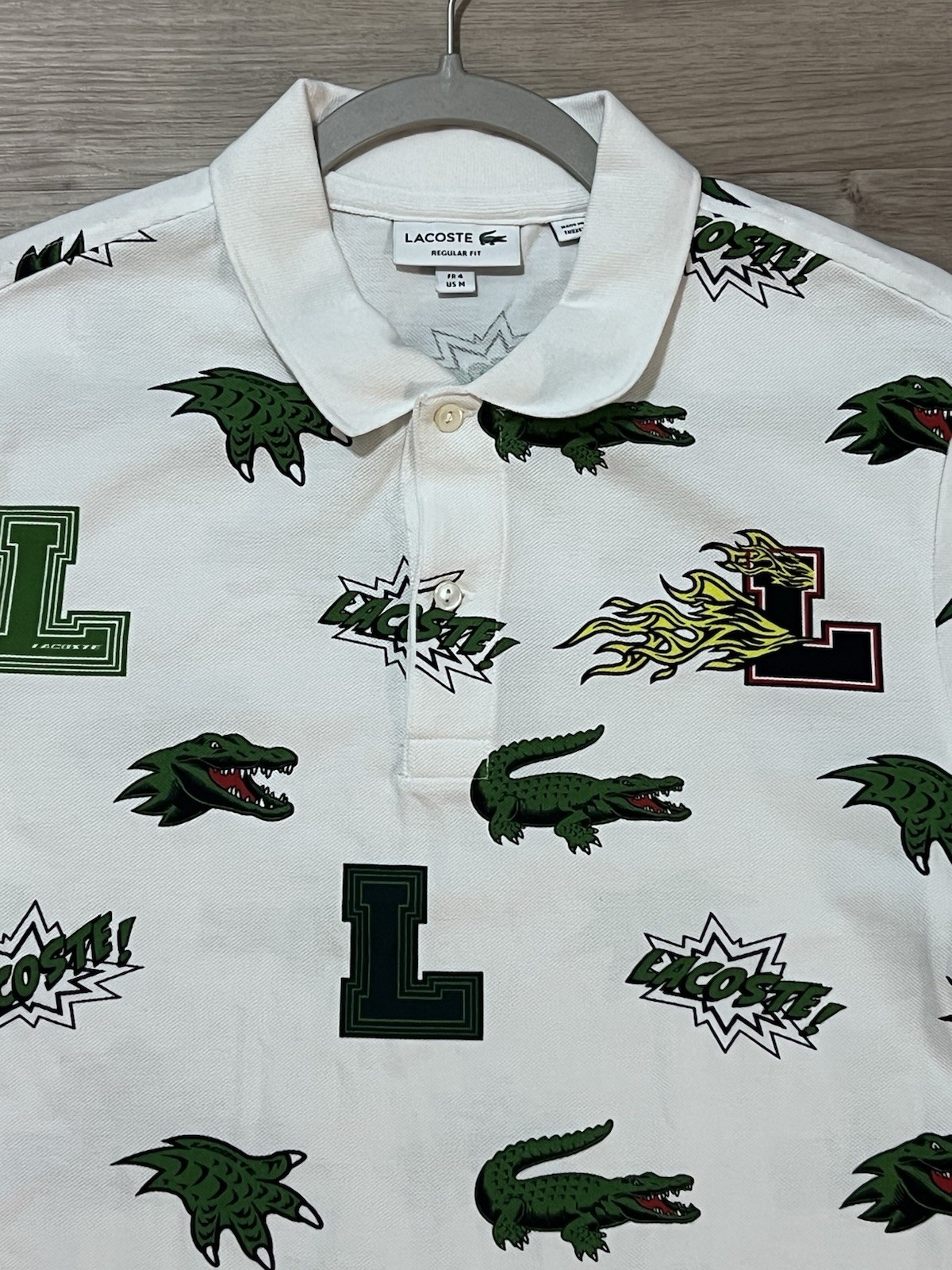 Lacoste Men's Blue All Over Crocodile Logo Print Regular Fit Polo Shirt US M thumbnail 3