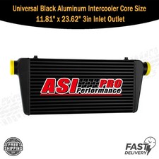 Universal Black Aluminum Intercooler Core Size 11.81 X 23.62 3in Inlet Outlet Universal Black Aluminum Intercooler Core Size 11.81 X 23.62 3in Inlet Outlet