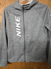 Nike Youth Sportswear Full-Zip Hoodie Boys' Large, Gray/White Swoosh, Cotton