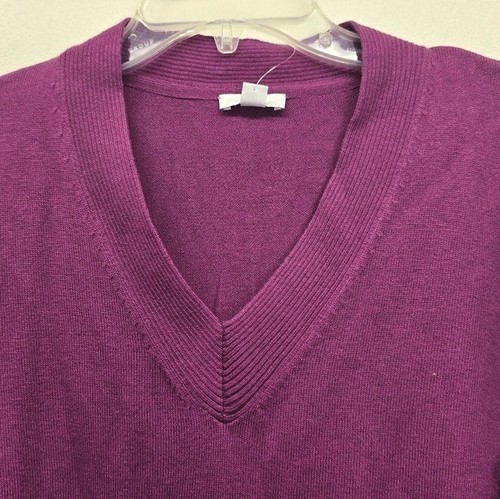 J. Jill Spiced Plum Sweater M NWT Cotton Blend Ribbed V-neck - Picture 2 of 7