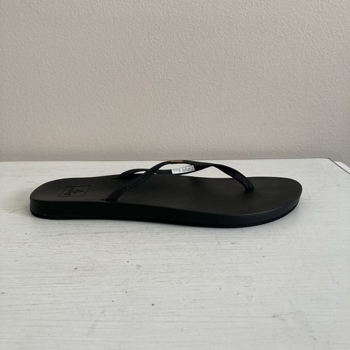 Reef Womens Cushion Bounce Slim Flip Flops Size 8 Black Lightweight Thin Strap - Picture 4 of 10