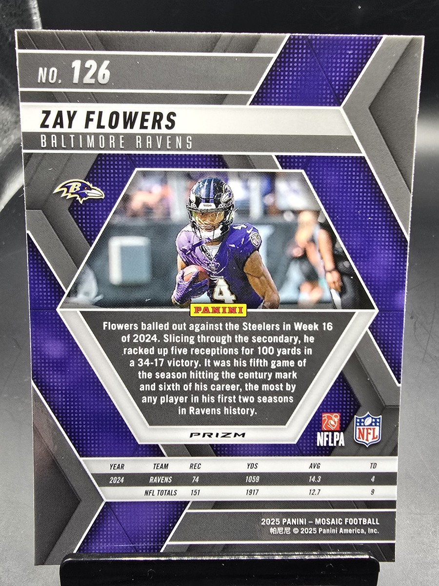 2025 Panini Mosaic #126 Zay Flowers Mosaic Reactive Purple Prizm