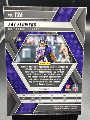 2025 Panini Mosaic #126 Zay Flowers Mosaic Reactive Purple Prizm