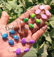 925 Sterling Silver Plated Turquoise & Mix Gemstone Earing Lot Spiritual Jewelry
