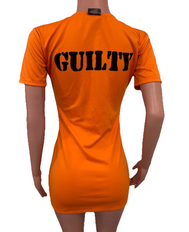 Vestido Uniforme Y2K Leg Avenue Naranja Prisionero M/l Buen Estado Cremallera Sumergida Foto 3 de 3