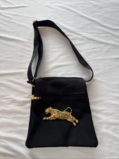  Nima Womens Black Crossbody Bag With Gold Pantera