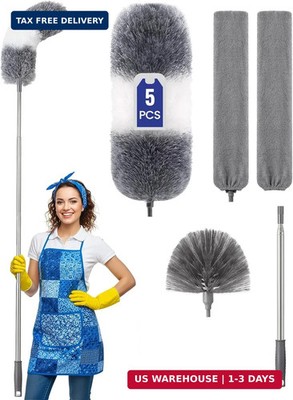 Extra-Long Dusters Kits with Extension Pole, Cobweb Duster, Microfiber Dusting C