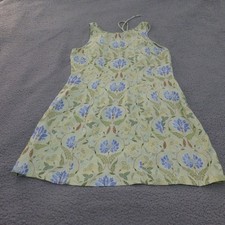 LOFT Dress Womens 12 Floral Linen Blend A-Line Green Sleeveless