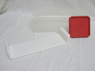 TUPPERWARE SHEER W/ RED LID 3 PC  CHEESE CRACKER STORAGE KEEPER