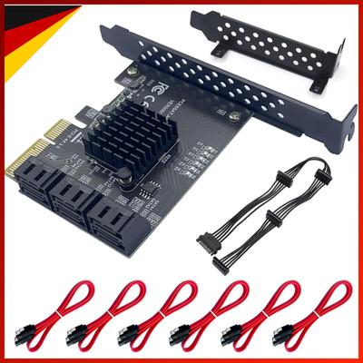 PCIe x4 SATA 3.0 Erweiterungskarte Gen3 6-Fach 6Gbps inkl. 6 SATA-Kabel