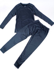 Warm Fleece Lined Thermal Underwear Set Womens S Black Satiny Top  Pants FOL