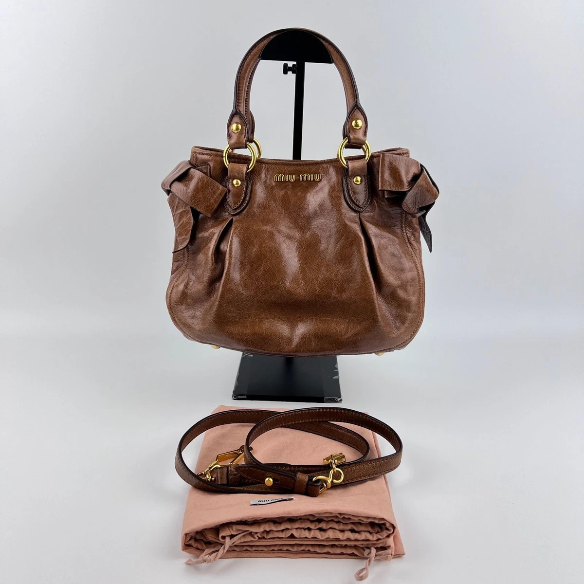 Brown Leather Exterior Miu Miu Bags & Handbags for Women for sale