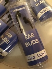 10 Single Individual Packs Of Magnavox Ear Buds Clear Sound Black NEW  SEALED