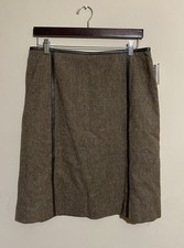 NWT Vtg Pendleton 100 Virgin Wool Leather Trim Brown Sz 16P Discovery Skirt