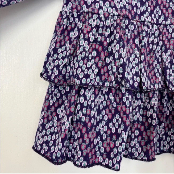 Tea Collection Purple Floral Print Ruffle Top Long Sleeve Shirt Girl Size 5 - Image 3 of 4