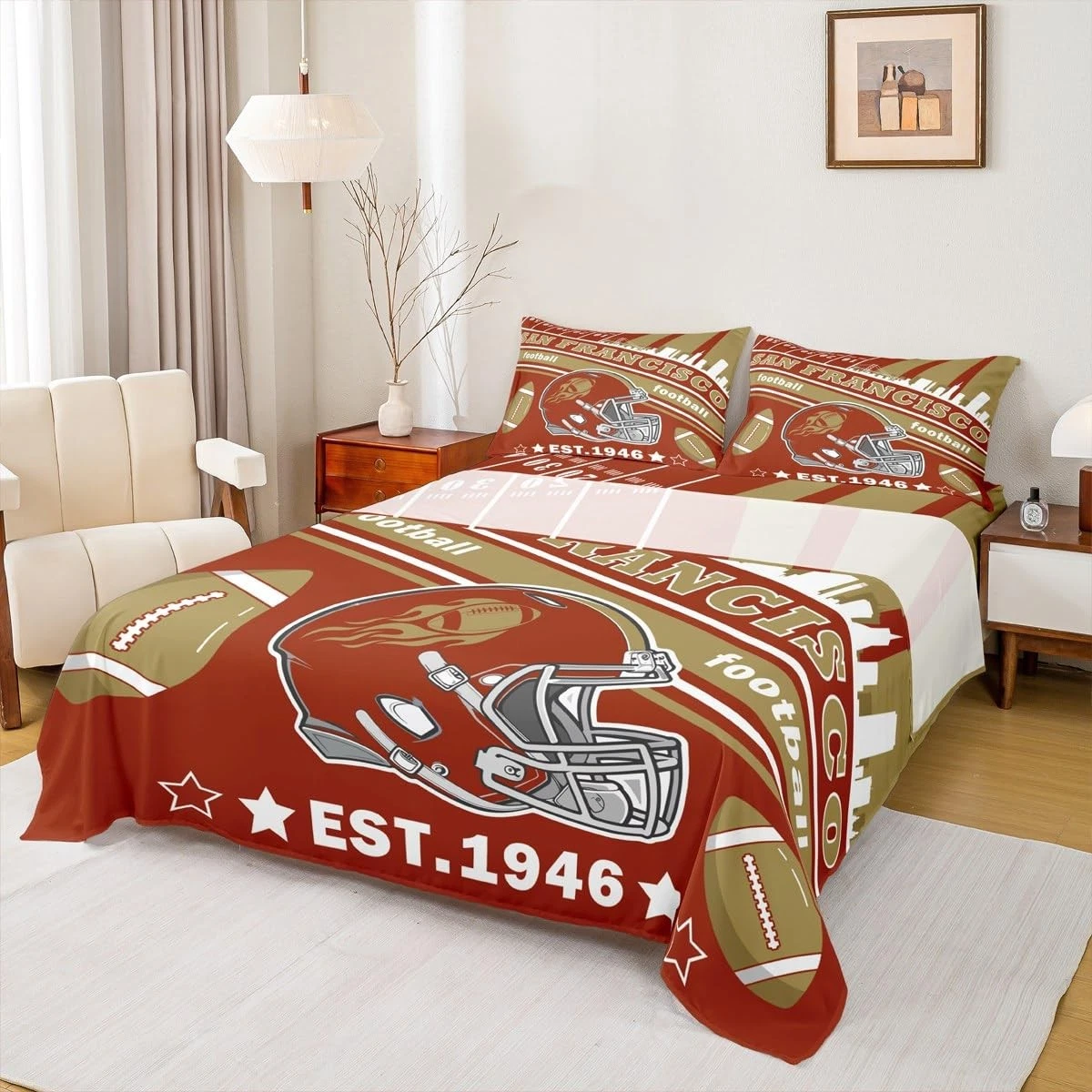 Football Bed Sheets Set Boys Bedding Set