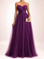 Azazie Purple Tulle Strapless Dress S 4-6 Formal Wedding