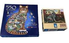 2 Cat Jigsaw Puzzles 550 Bits  Pieces Cork 1000 Empire Complete Louis Johnson