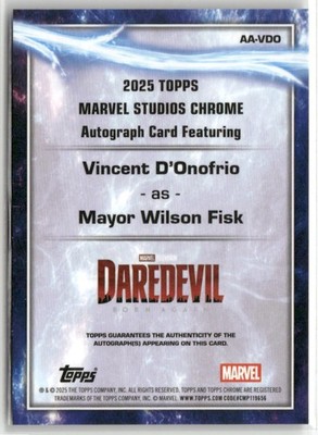 2025 Topps Chrome Marvel Studios Vincent D'Onofrio Autograph