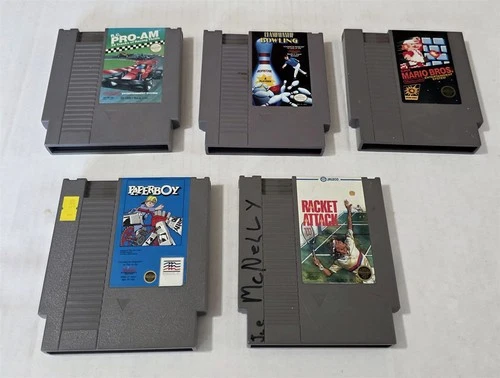 T-225 VINTAGE NINTENDO NES LOT - RC PRO AM PAPERBOY SUPER MARIO BROS & MORE