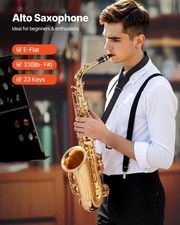 New Alto Saxophone, E Flat, Brass Saxophone Beginner Kit with Carrying Case, Mo