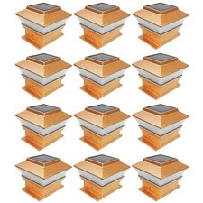 12 Pk Copper 4 x 4 Solar Post Lights Outdoor Garden LED Deck Cap Fence Lamp Wood