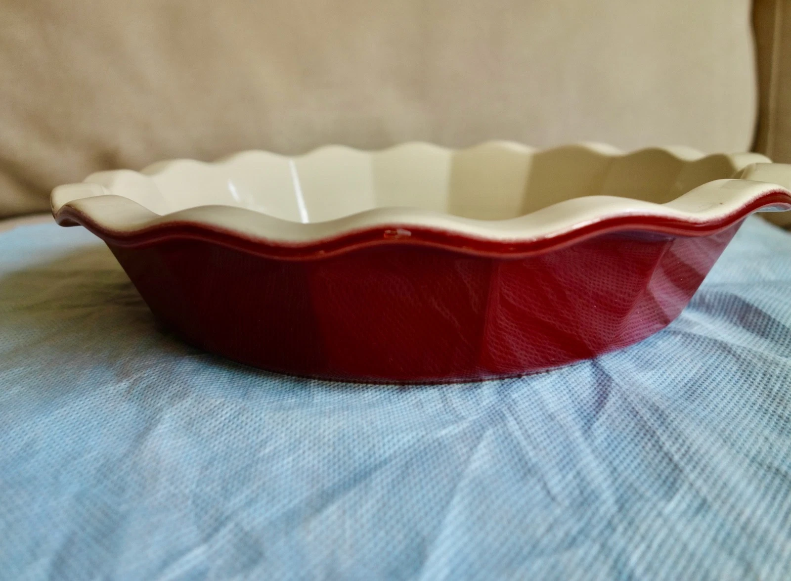 Emile Henry France Williams Sonoma pie dish 10" Burgundy red #301