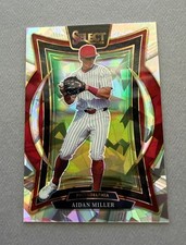 2025 Panini Select Baseball Aidan Miller Silver Cracked Ice #23 Phillies