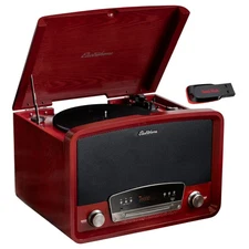 Electrohome Vinyl Record Player, Bluetooth Radio CD Vinyl to MP3, 32GB USB Drive