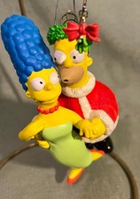 Carlton Cards Homer Simpson Kissing Marge Under Mistletoe Christmas Ornament