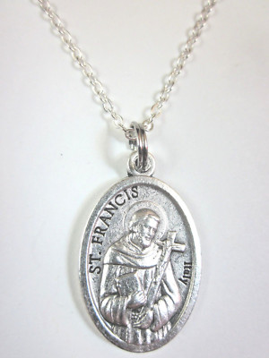 Ladies St Francis / St Clare of Assisi Medal Pendant Necklace 20" Chain ...