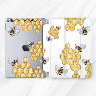 Yellow Honeycombs Bees Cute Case For iPad Air Pro 11  Mini