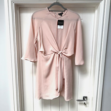 Topshop Dress Women's UK 10 Pink Faux Wrap Knee Length Occasions Dress BNWT