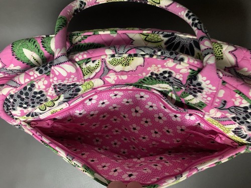 Vera Bradley Weekender Bag Travel Carry-On Luggage Pink Green w/ Trolley Sleeve - Picture 7 of 21