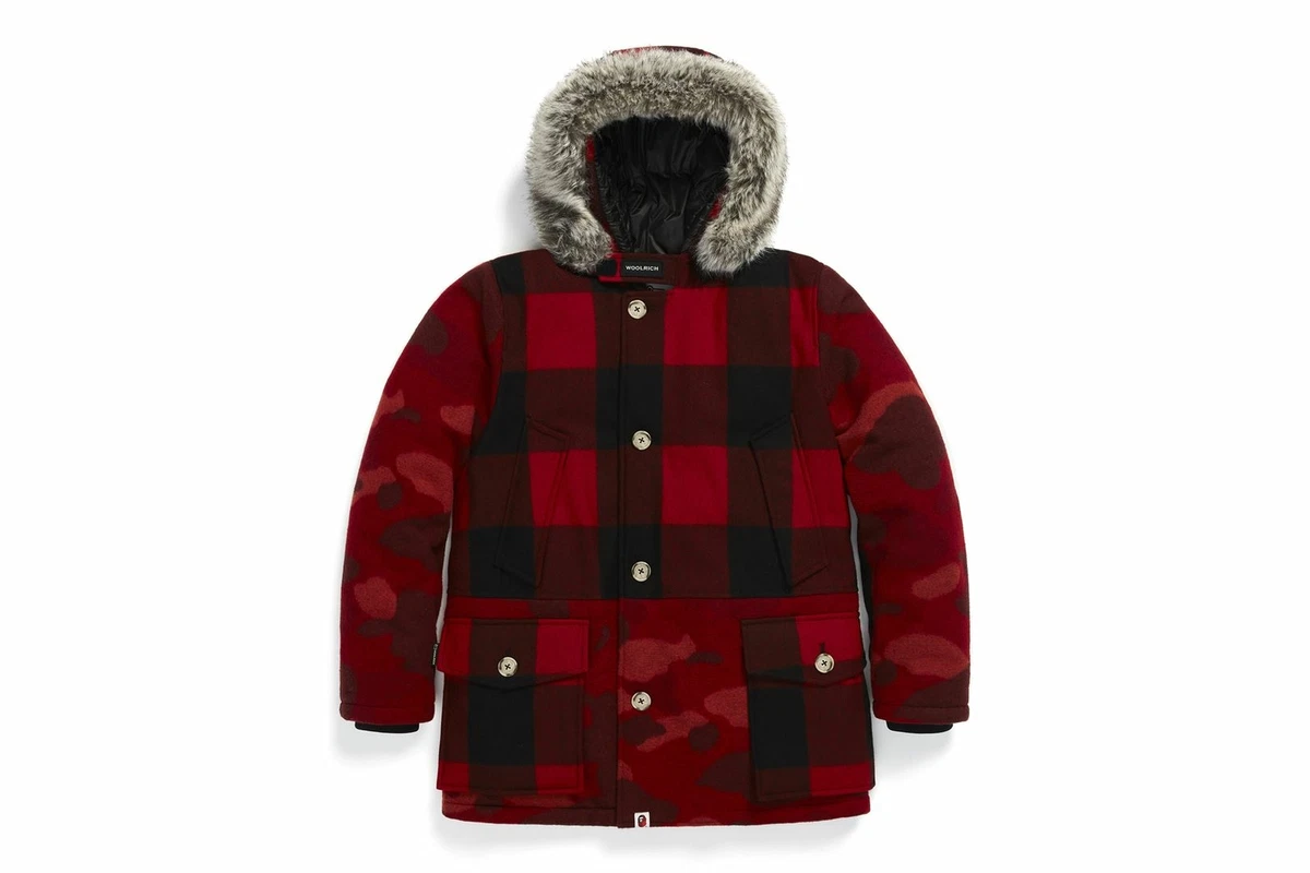 A Bathing Ape BAPE X WOOLRICH Arctic Parka Jacket Red size S/M/L/XL NEW  Japan