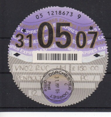 GB Road Tax Disc - May. 2007 - see comments in description and below