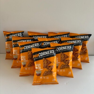 Popcorners SPICY QUESO Pop Corners Snacks 10 - 1 oz Bags Popped Corn Crisps