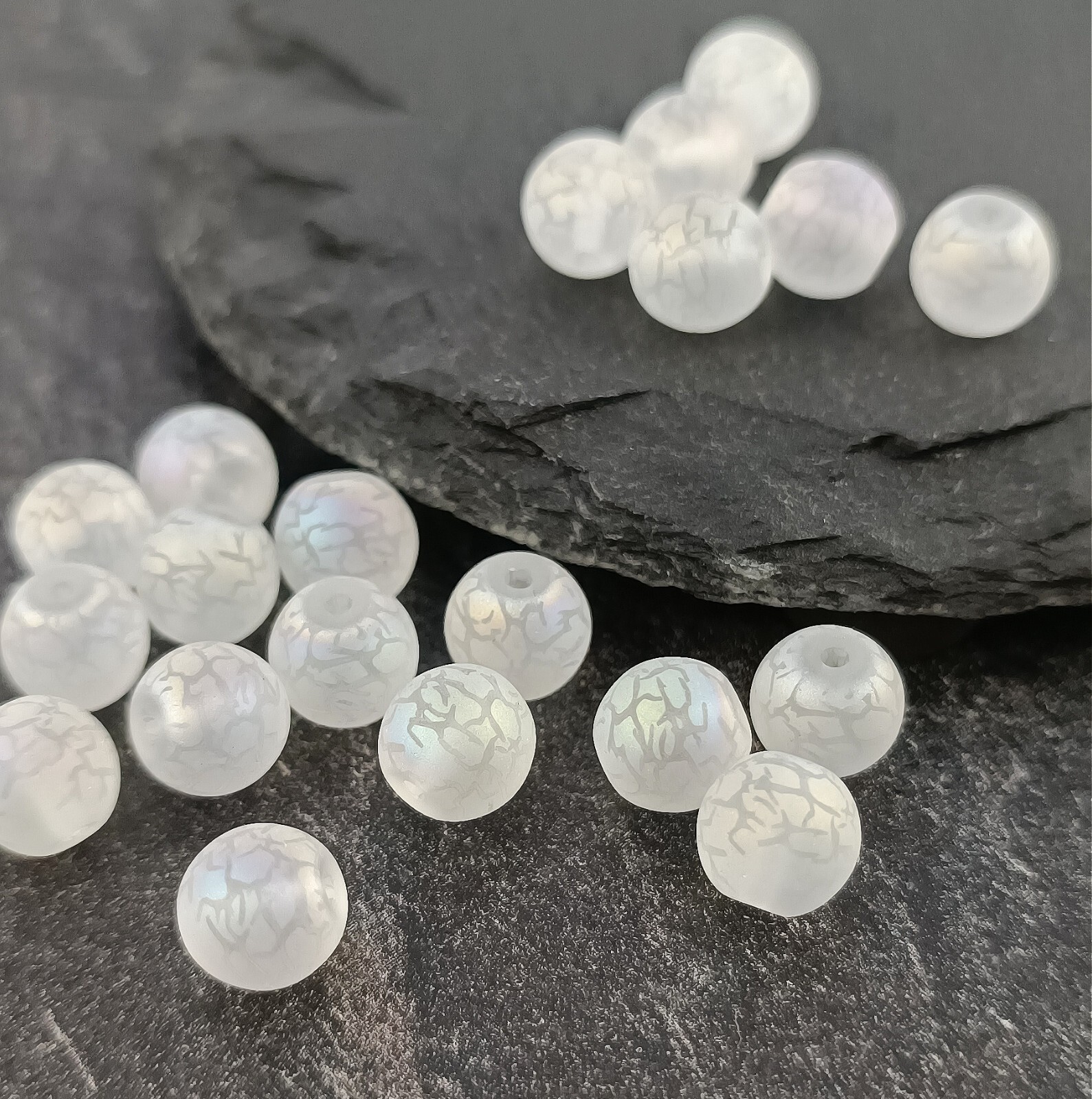 30 Stück Stern Glasperlen Mattweiß 8mm - DIY Schmuckperlen Für Halsketten, Armbänder & Ohrringe