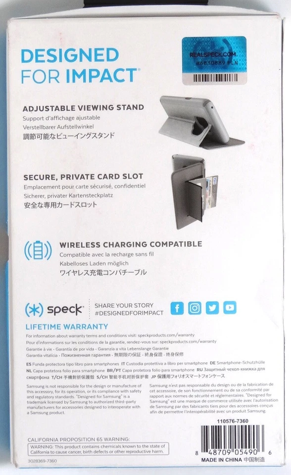 Speck - Funda tipo billetera con ranura para tarjeta Presidio FOLIO para Samsung Galaxy S9 - Gris Foto 2 de 4