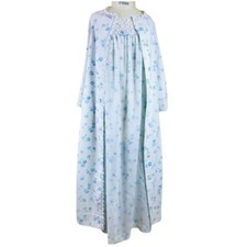 Vtg Christian Dior Peignoir M Set Maxi Lawn Cotton Nightgown Robe Saks 5th Ave