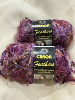Caron Feathers Yarn Lot of 2 Skeins Purple Finch