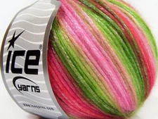 Ice Yarns Picasso Yarn -Green Pink Shades- soft shiny baby 50g 115m Medium 66606