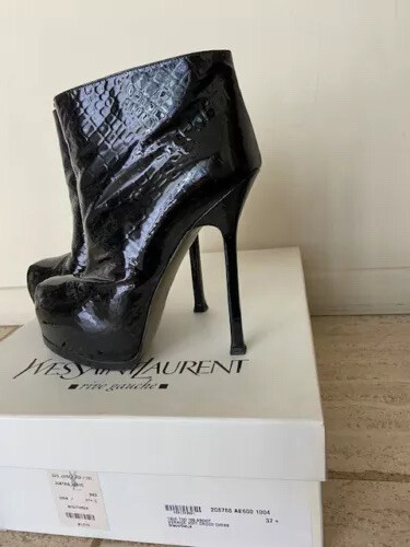 Stivaletto donna platform Yves Saint Laurent YSL Tribute taglia 37 5 nero e marrone