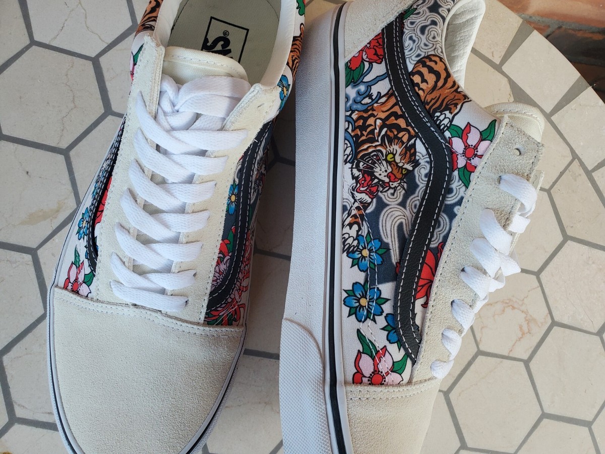 Vans Old Skool Tiger Floral Multi True White Size US 8 Men Vans Old Skool Tiger Floral Multi True White Size US 8 Men