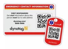 Dynotag Medical and Emergency Contact Information Card Kit - Wallet & Keych...